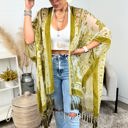 One Size Fits Most Apple green Velvet Mesh Boho Kimono / Kimonos boho chic Cover-up