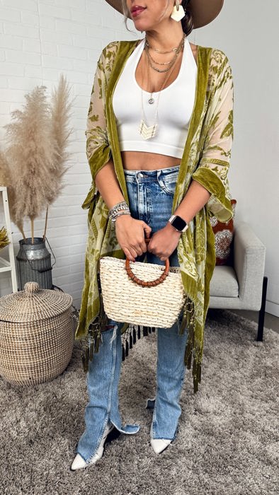 Velvet Mesh Boho Kimono / Kimonos boho chic Cover-up