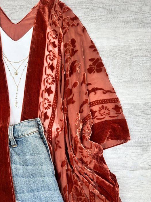 Velvet Mesh Boho Kimono / Kimonos boho chic Cover-up