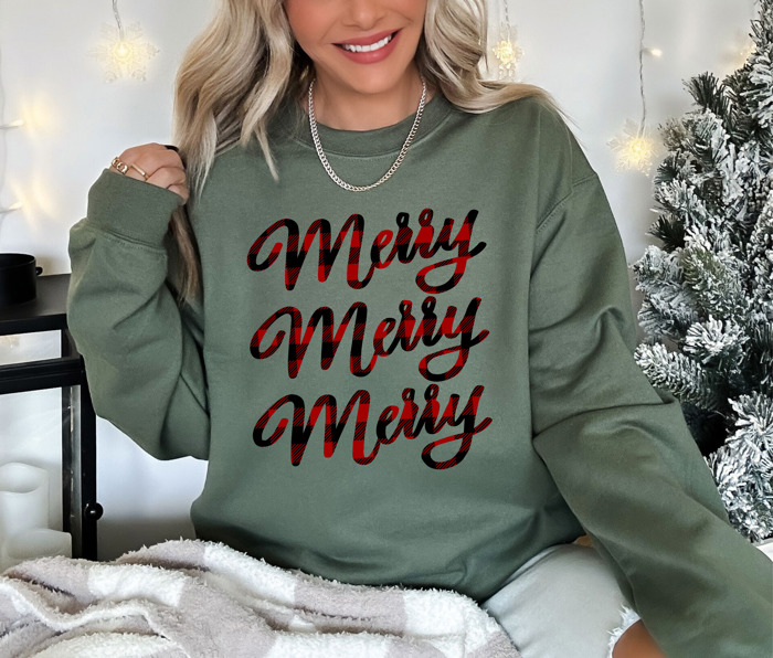 Bella Canvas Original Buffalo Plaid Merry Sweater