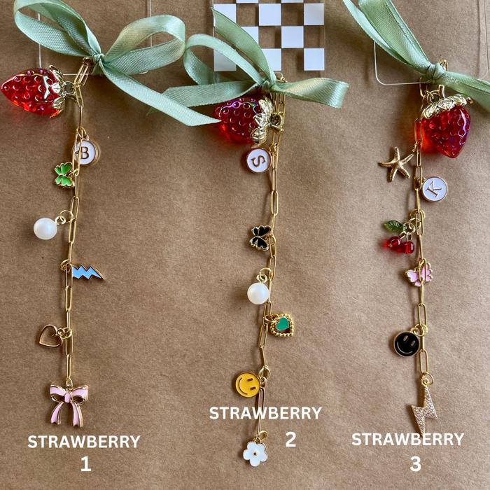 Personalized Acrylic Strawberry Charm Bookmarks