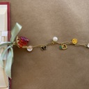 White Flower Personalized Acrylic Strawberry Charm Bookmarks