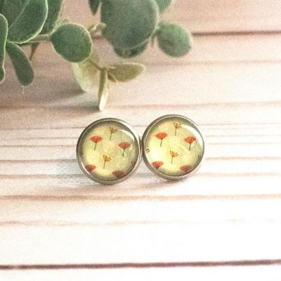 Vintage Mint Flowers Glass Stud Earrings