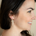  Gold Bow Cubic Zirconia Star Ribbon Post Dangle Earring gift