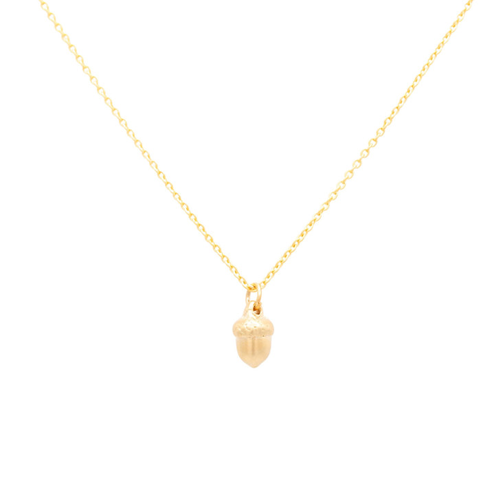 14k Gold or Sterling Silver Acorn Charm Pendant Nature Dainty Necklace