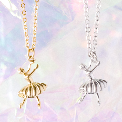 14k Gold or Sterling Silver Ballerina Charm Pendant Dainty Necklace
