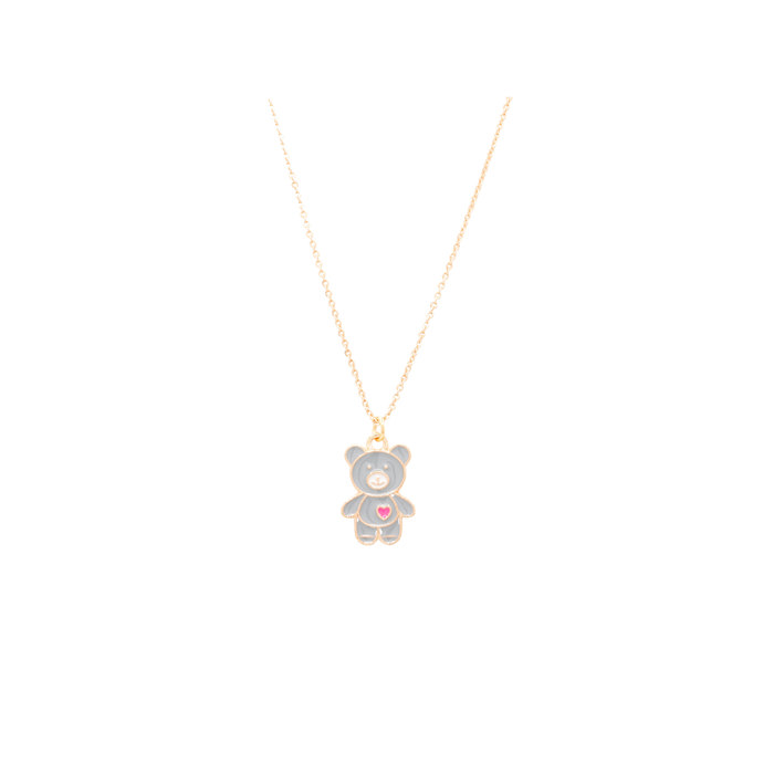 Teddy Bear with Heart Enamel Charm Necklace Children's Gift