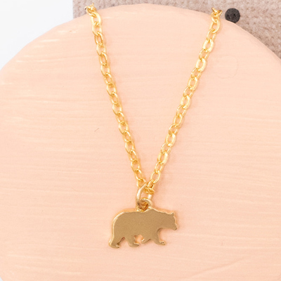 14k Gold or Sterling Silver Bear Charm Pendant Dainty Animal Necklace