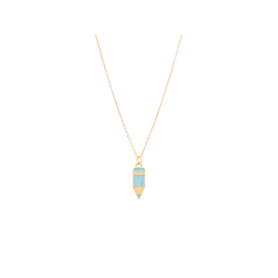 Blue Pencil Enamel Charm Necklace Children's Jewelry Gift
