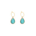 Blue 14k Gold Color Changing Opalite Gemstone Huggie Hoop Earring