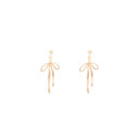  Gold Bow Cubic Zirconia Star Ribbon Post Dangle Earring gift