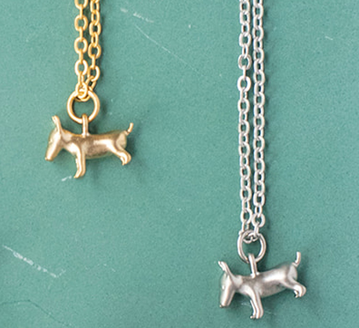 14k Gold or Sterling Silver Bull Terrier Charm Pendant Animal Pet Necklace