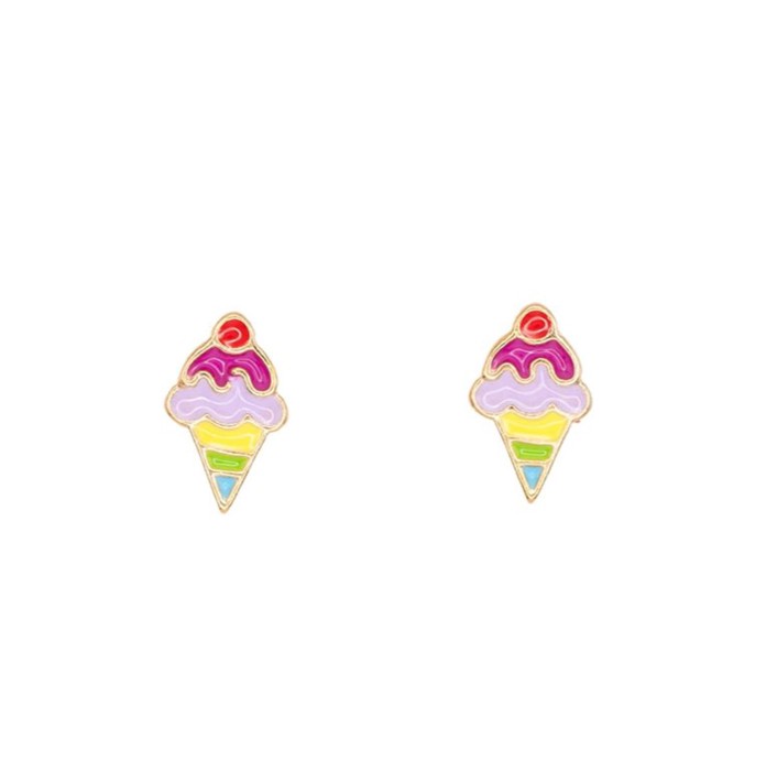 Cherry Ice Cream Post Enamel Stud Earring Children's Food