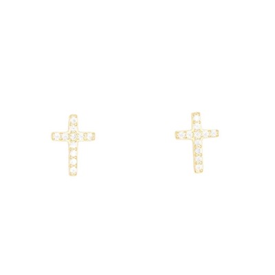 Cross Cubic Zirconia Post Stud Earring Religion Spiritual