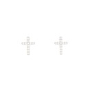 Silver Plated Cross Cubic Zirconia Post Stud Earring Religion Spiritual
