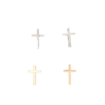 14k Gold or Sterling Silver Cross Post Stud Earring