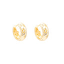  14k Gold Chunky Star Cubic Zirconia Huggie Hoop Earring Celestial Gem
