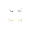  14k Gold or Sterling Silver Cat Kitten Walking Post Stud Earring