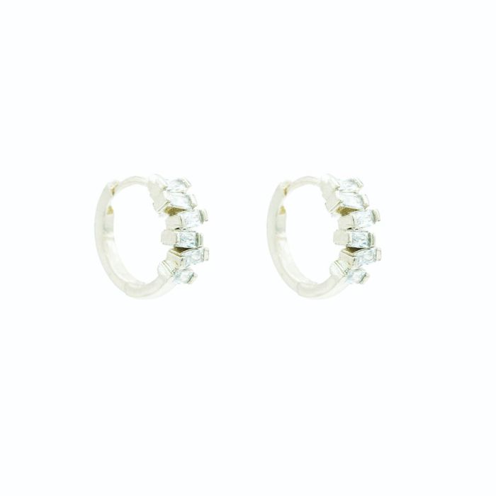 Sterling Silver or 14k Gold Cubic Zirconia Huggie Hoop Earring
