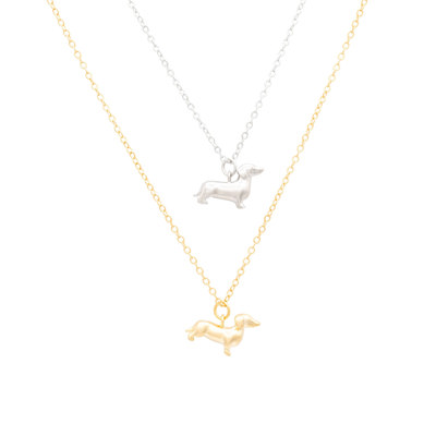 14k Gold or Sterling Silver Dachshund Charm Pendant Animal Pet Dog Necklace