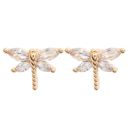  14k Gold Dragonfly Insect CZ Post Stud Earring Nature Gift Giving