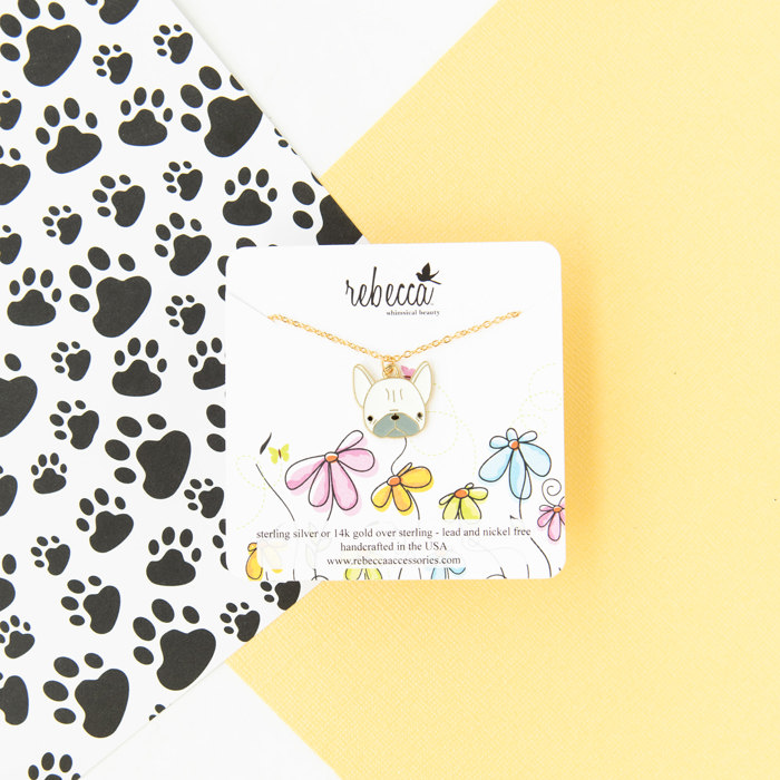 Frenchie Dog Enamel Charm Necklace Children’s Jewelry
