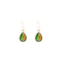 Green 14k Gold Color Changing Opalite Gemstone Huggie Hoop Earring