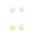  14k Gold or Sterling Silver Happy Face Post Stud Earrings