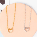  14k Gold or Sterling Silver Heart Cut Out Charm Pendant Love Necklace