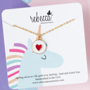  14k Gold Heart Convo Emoji Enamel Charm Necklace Children's Jewelry