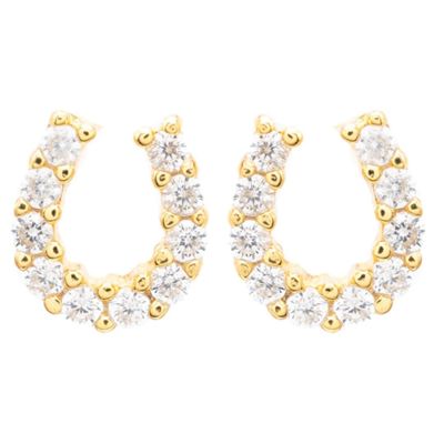 14k Gold Horseshoe CZ Post Stud Earring Gift Giving Dainty Equestrian