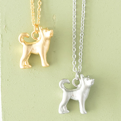 14k Gold or Sterling Silver Husky Dog Charm Necklace