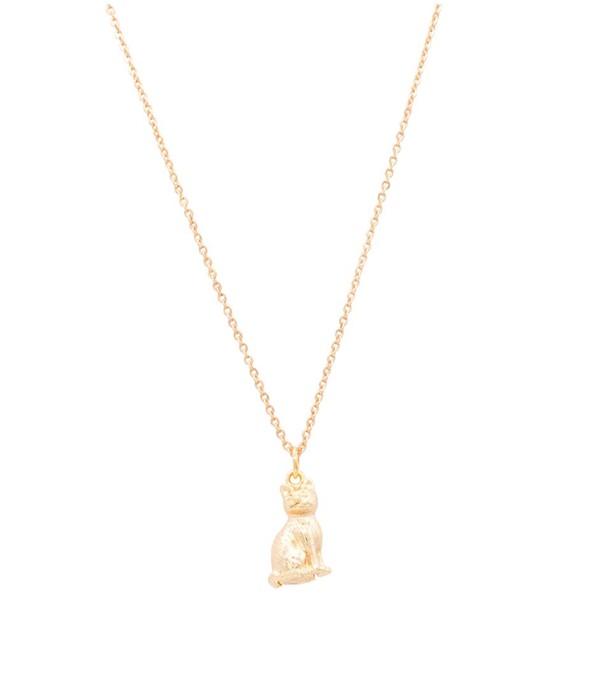 Gold Kitten Cat Animal Charm Necklace Dainty Pet Kitty