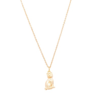 Gold Kitten Cat Animal Charm Necklace Dainty Pet Kitty