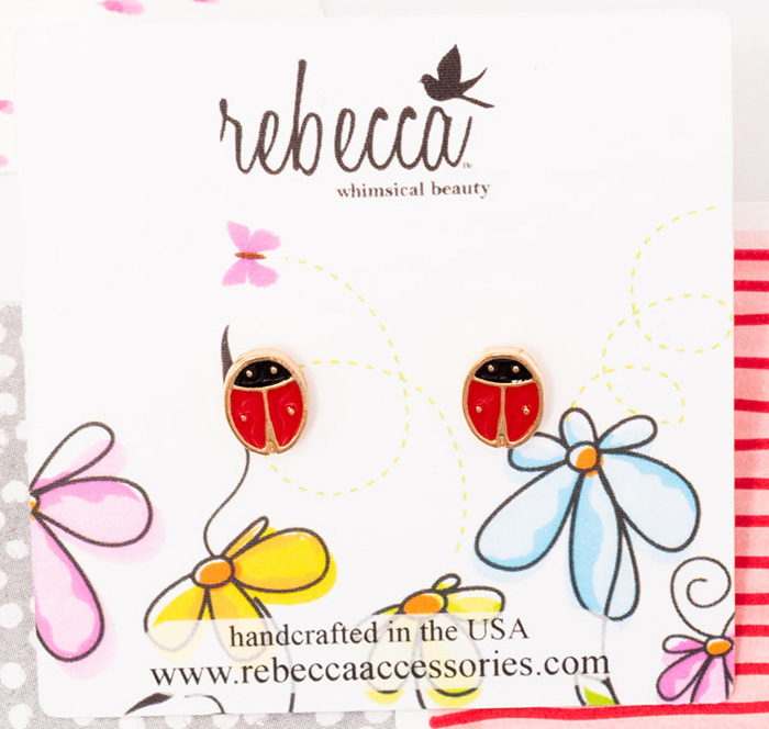 Ladybug Enamel Post Stud Insect Bug Earring Children's Jewelry