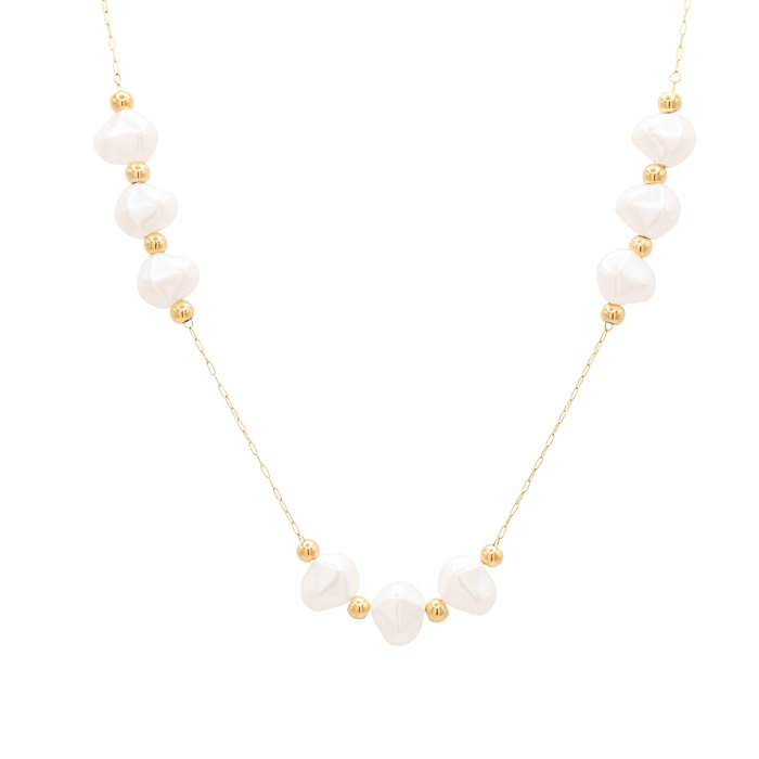 Freshwater Pearl Strand and Gold Beads Necklace