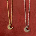  14k Gold or Sterling Silver Crescent Moon Bead Charm Pendant Celestial Necklace