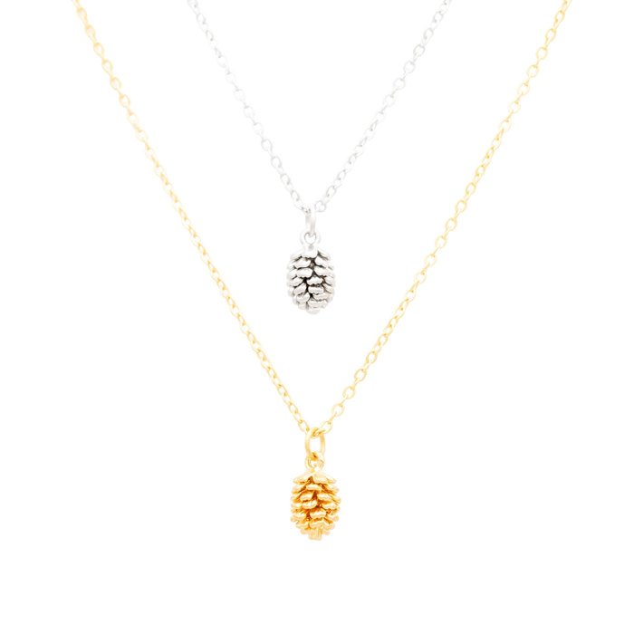14k Gold or Sterling Silver Pinecone Charm Pendant Nature Necklace