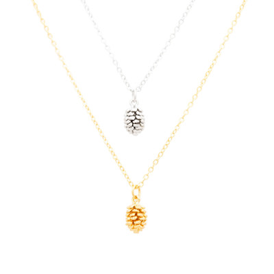 14k Gold or Sterling Silver Pinecone Charm Pendant Nature Necklace