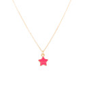  Pink Smiling Star Enamel Charm Necklace Children's Jewelry