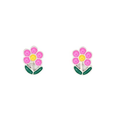 Pink Flower Enamel Post Earring Children's Jewelry