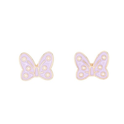 Purple Polka Dot Bow Ribbon Enamel Post Stud Children's Jewelry