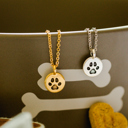  14k Gold or Sterling Silver Paw Print Disc Pendant Charm Animal Pet Necklace