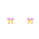  Pink and Yellow Bow Ribbon Post Stud Earring Children Gift