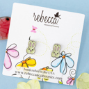  White Bunny Rabbit Enamel Post Stud Earring Children's Jewelry