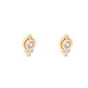  Gold Circle Cluster Pave Cubic Zirconia Gemstone Simple Post