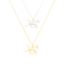  14k Gold or Sterling Silver Running Horse Charm Necklace
