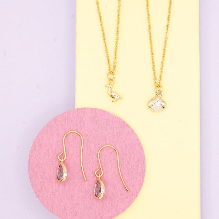 14K Gold Clam Shell Mini Charm Necklace Beach Ocean Gift Giving