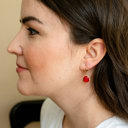  14k Gold or Sterling Silver Red Glass Gemstone Leverback Dangle Drop Earring