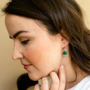 Silver Plated 14k Gold or Sterling Silver Emerald Glass Gemstone Leverback Dangle Drop Earring